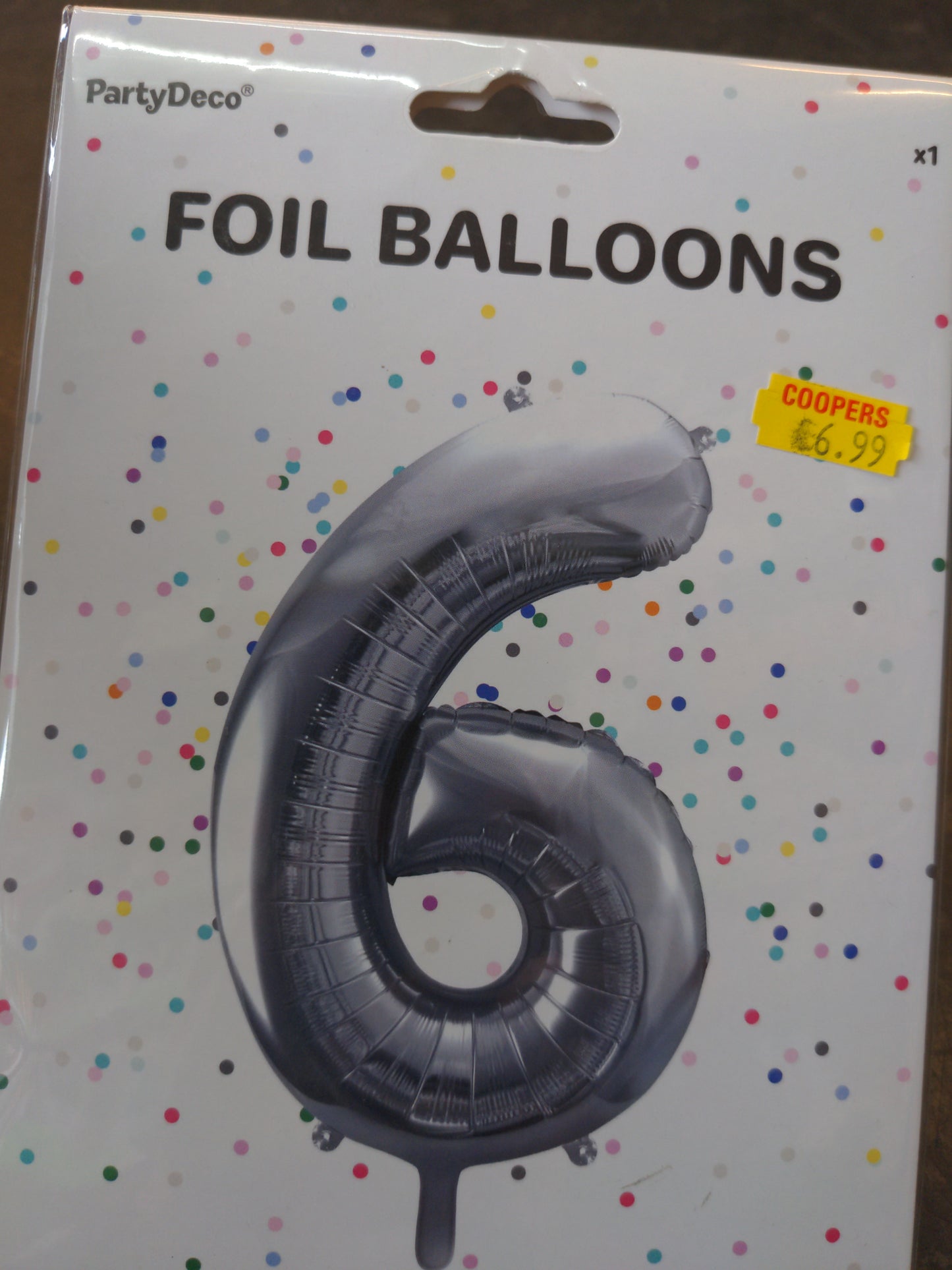 No 6 Helium Foil Balloon Silver 34"