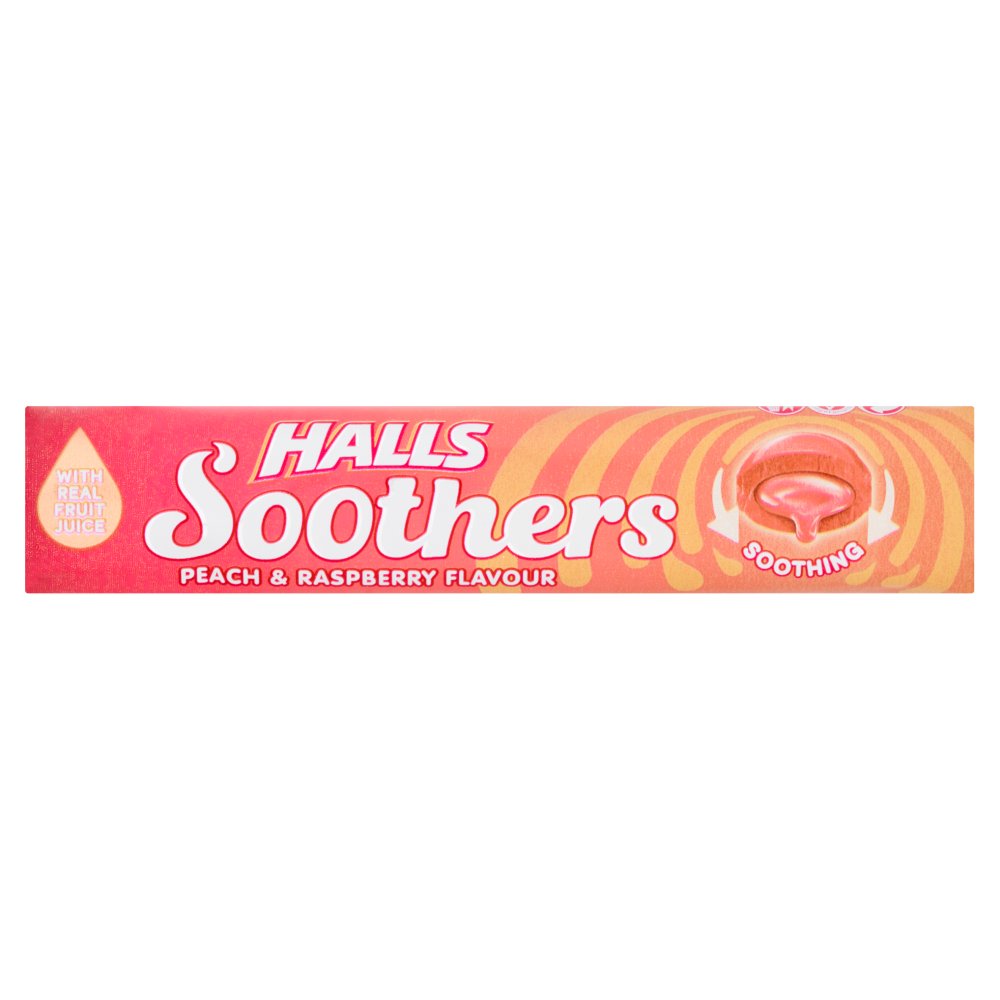Halls Soothers Pêche & Framboise Bonbons pour la gorge Rouleau 45g