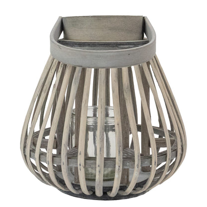 Lanterne Jvl en bois de saule en forme d'ampoule avec anse en bois - Gris délavé