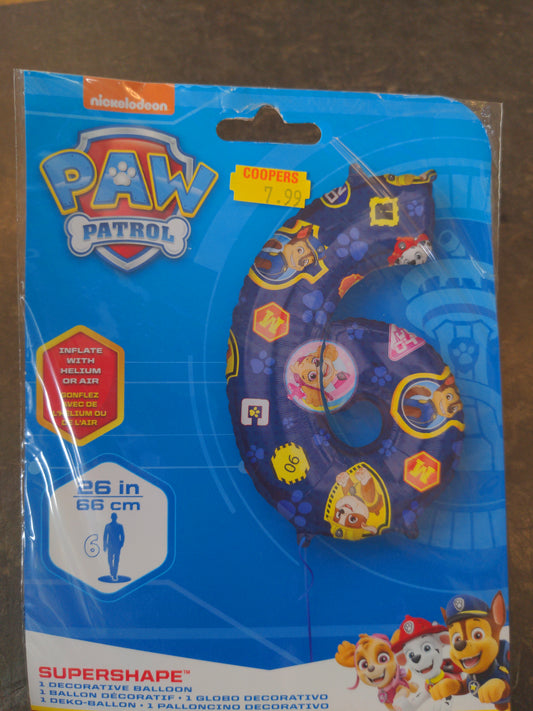 Paw Patrol No 6 Helium Foil Balloon Blue 26 in
