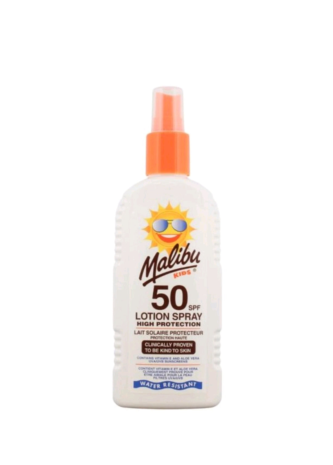 Kids Malibu Sun Screen Lotion Spray 200ml SPF50 Water Resistant High Protection