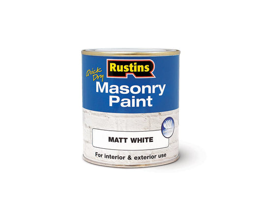 RUSTINS MASONRY MATT WHITE PAINT  500ml