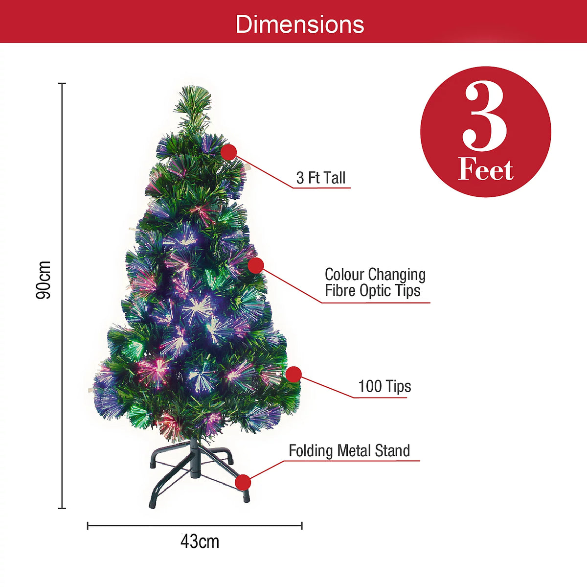 The Christmas Workshop 3ft Fibre Optic Artificial Christmas Tree
