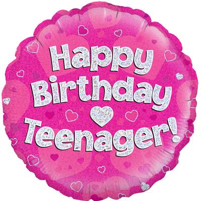Oaktree 18″ Happy Birthday Teenager Pink Holographic