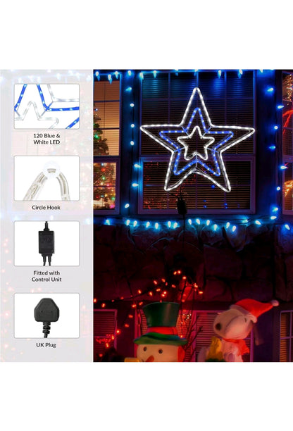 Christmas Workshop LED Lights 120 Blue & White 5M Star Flashing Rope Xmas Decoration