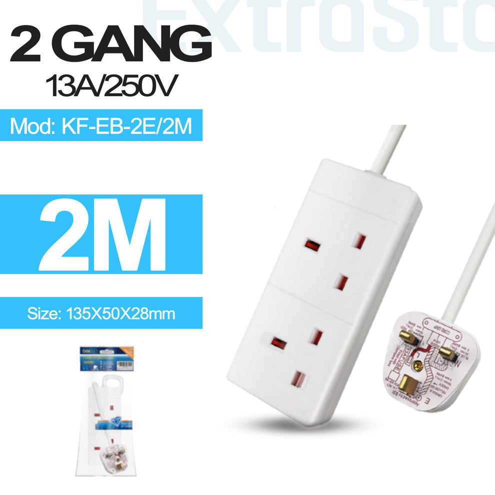 Extrastar
2 Gang Unswitched Extension Lead 2m (KF-EB-2E/2M)