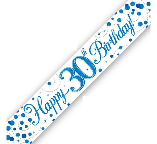 9FT 30TH BIRTHDAY BLUE SPARKLING FIZZ BANNER