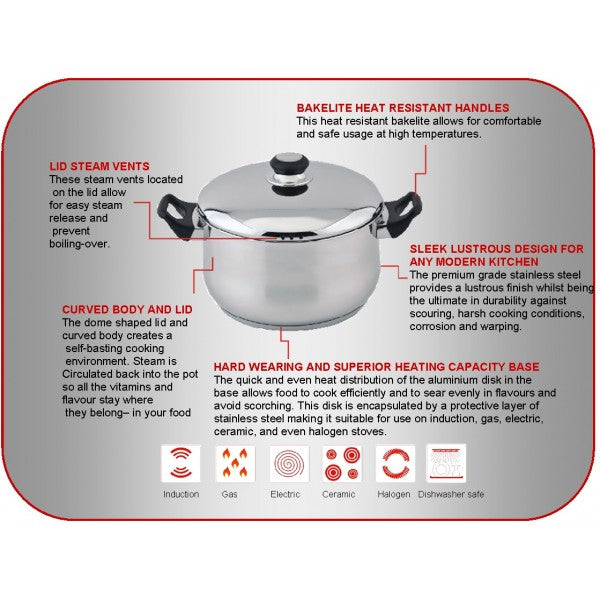 Steelex Stainless  Steel 22cm Casserole and lid.