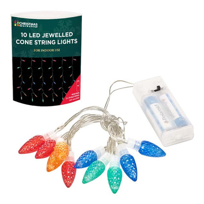 GUIRLANDE DE 10 CÔNES LUMINEUX DE NOËL À LED BIJOUX pour usage intérieur