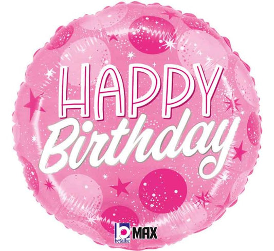 BALLON ALUMINIUM À POIS ROSES PAILLETTÉS 18 POUCES POUR ANNIVERSAIRE