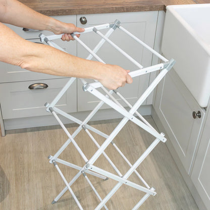 JVL Extendable 3 Tier Concertina Clothes Airer, White