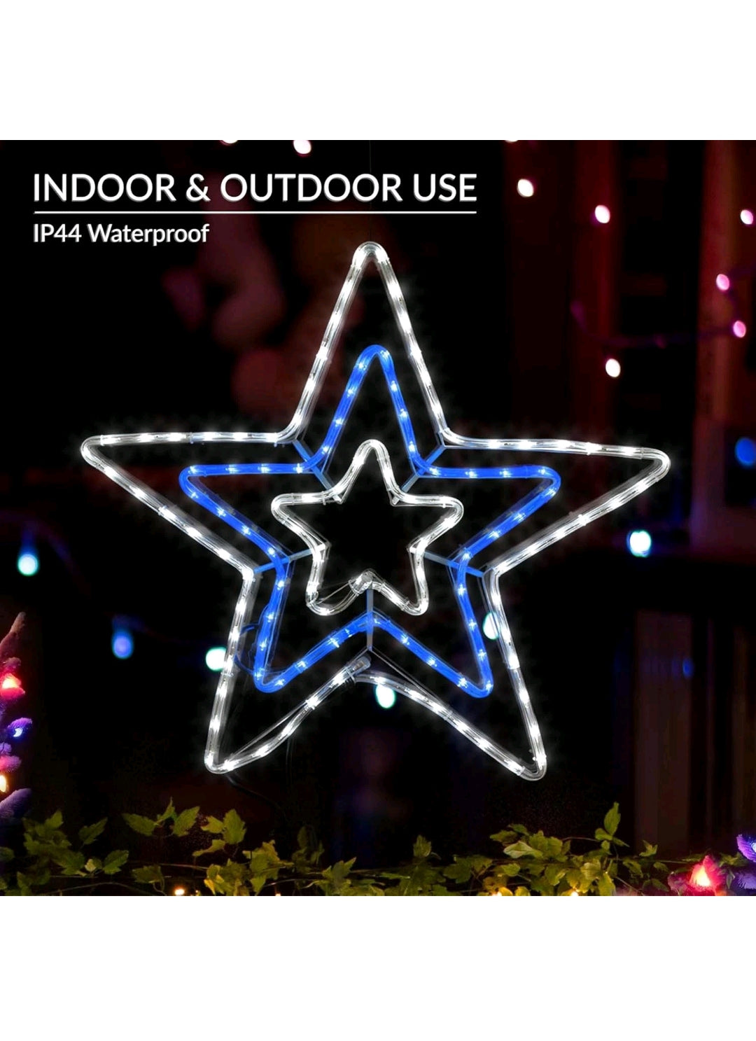 Christmas Workshop LED Lights 120 Blue & White 5M Star Flashing Rope Xmas Decoration