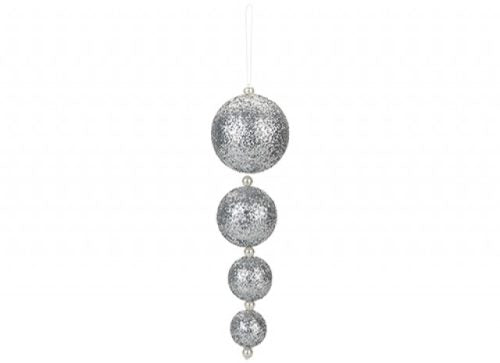 Silver Mix Glitter Ball / Baubles Christmas Decorations 50-60mm