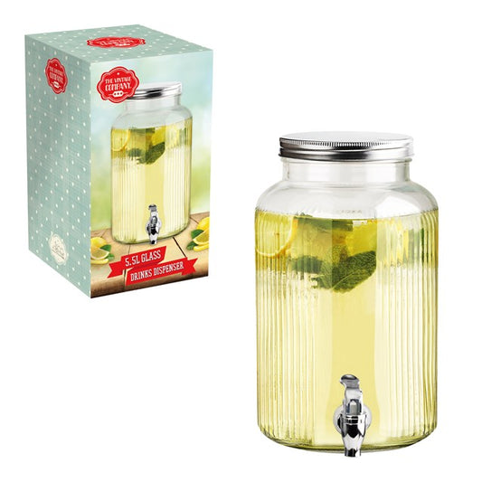 Distributeur en verre de 5,5 L avec robinet et couvercle à vis
