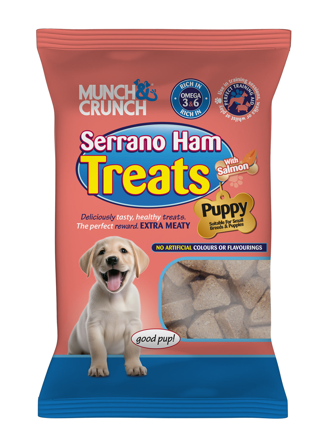 Munch & Crunch Puppy Serrano Ham Treats With Salmon 150g