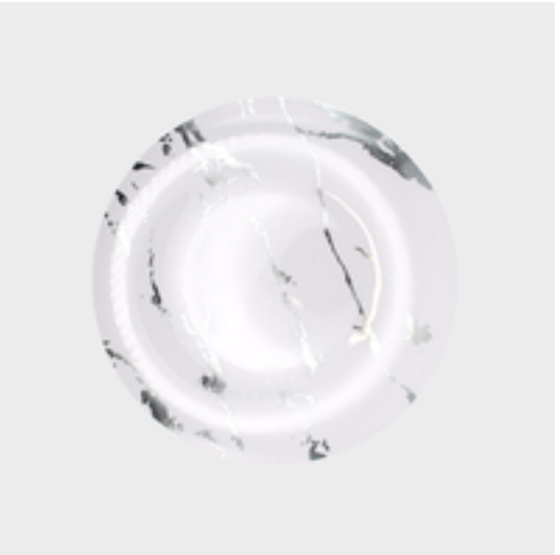 10pk 8" White & Silver Marble Plate
