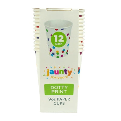 Jaunty 9oz Confetti Print Paper Cups 12pcs