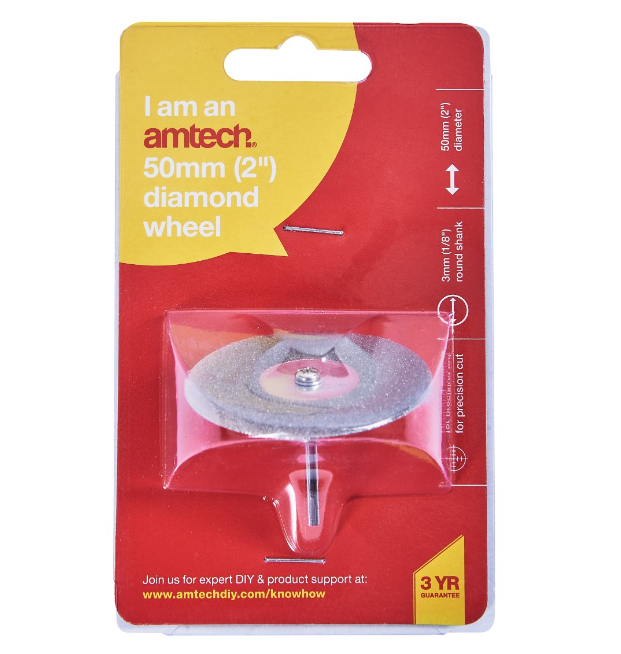Amtech 50mm Diamond Wheel with Mandrel - [DK-F0977]
