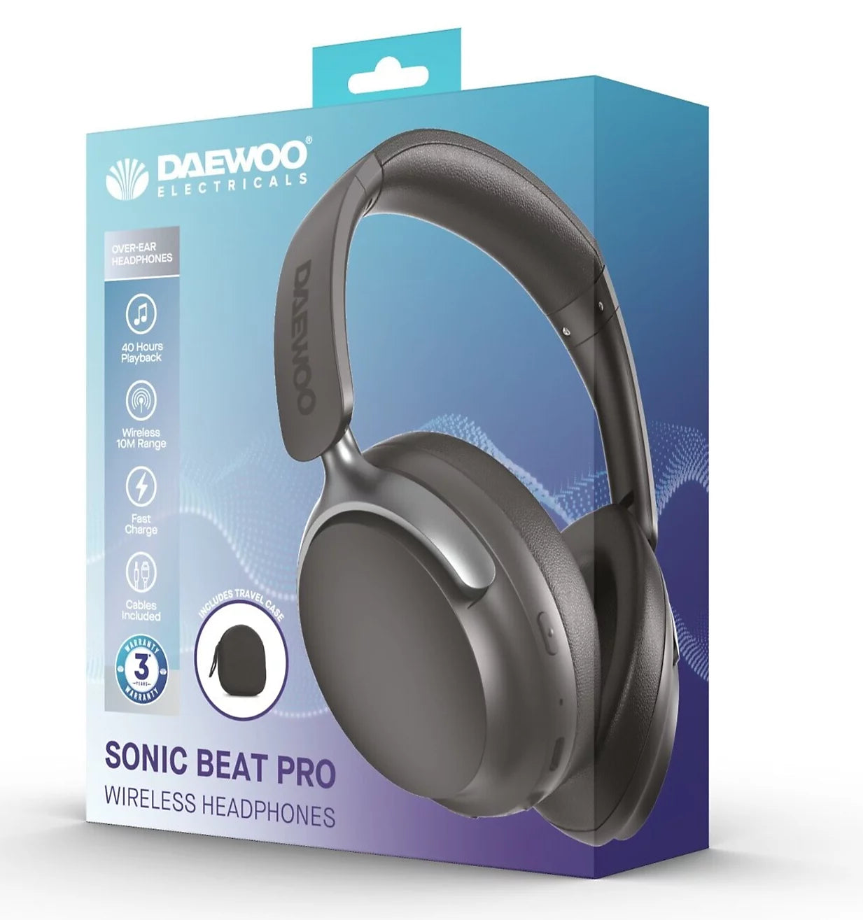 Daewoo Sonic Beat Pro Wireless Bluetooth Headphones 40H Playtime Deep Bass Built-in Mic