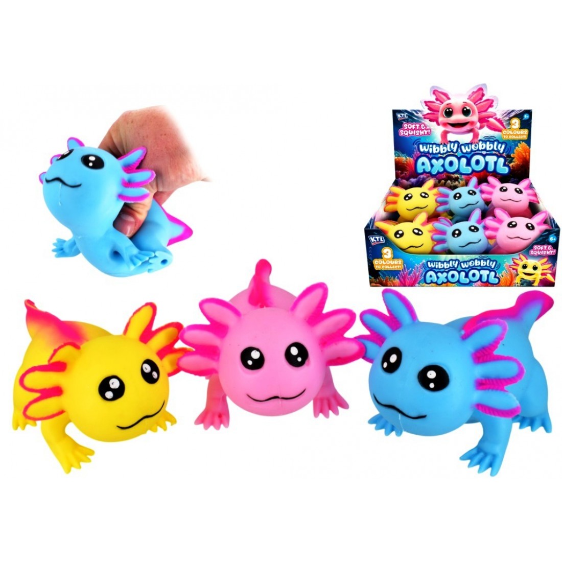 Axolotl Giant 16cm Wibbly Wobbly Squishies Assorted Colours