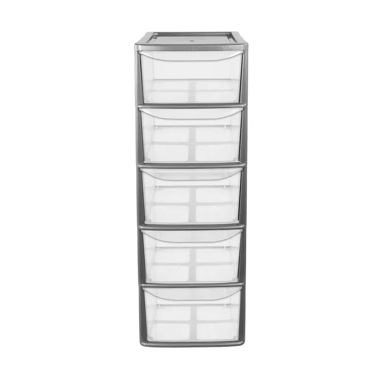 Thumbs Up PLASTIC LARGE A4 5 DRAWER TOWER STORAGE UNIT SILVER