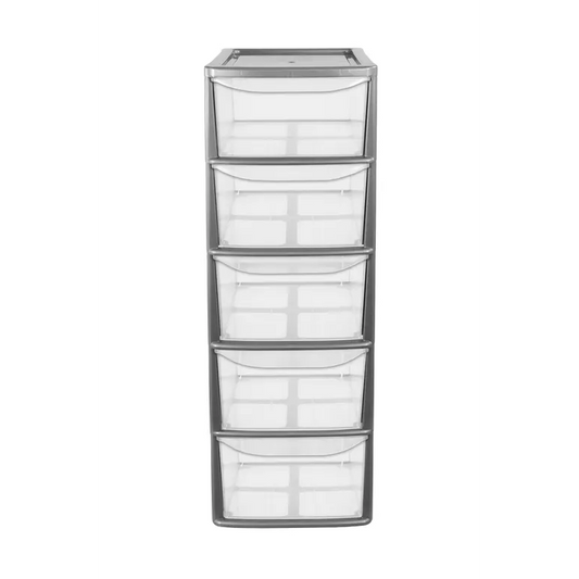 Thumbs Up PLASTIC LARGE A4 5 DRAWER TOWER STORAGE UNIT SILVER