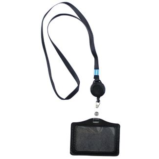 ID Pouch with Stretch Lanyard – Black /Brown