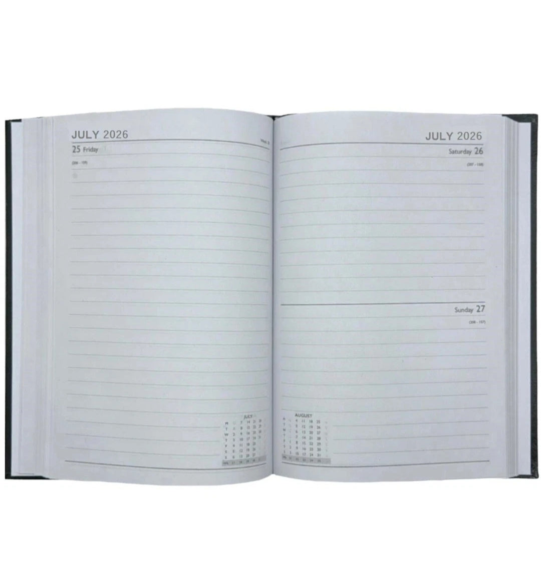 2026 A5 Page A Day Diary Padded with Metal Corner Desk Diary hardback office Assorted Colours
