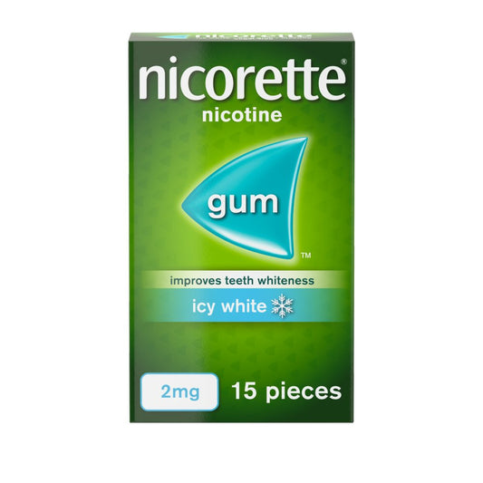 Nicorette Icy White Gomme Nicotine 2 mg Aide au sevrage tabagique 15 Morceaux