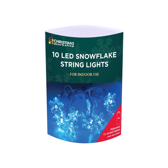 10 Blue Snowflake LED Battery Operated Lights