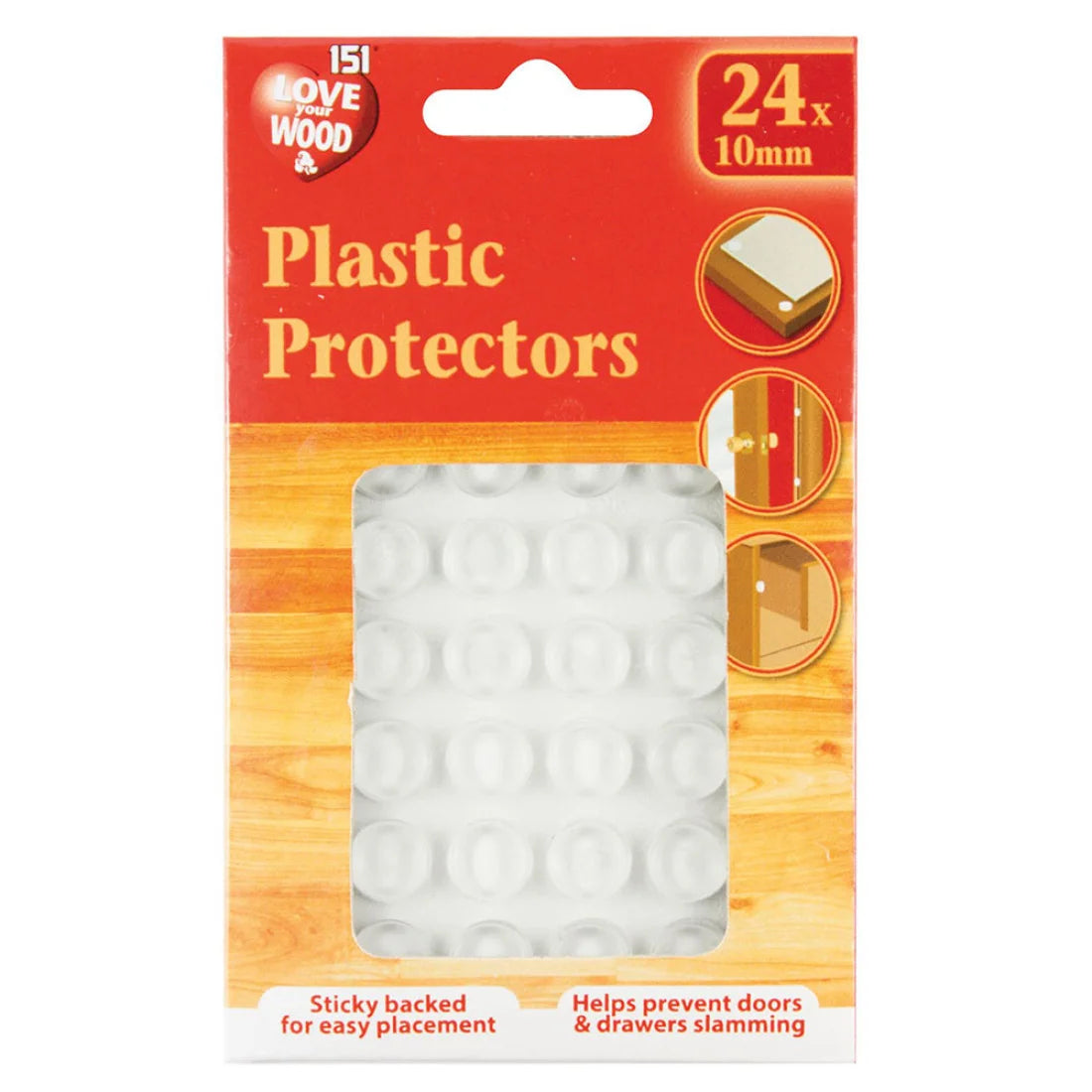 151 MEDIUM STICKY BACKED PLASTIC PROTECTORS - 24 X 10 MM