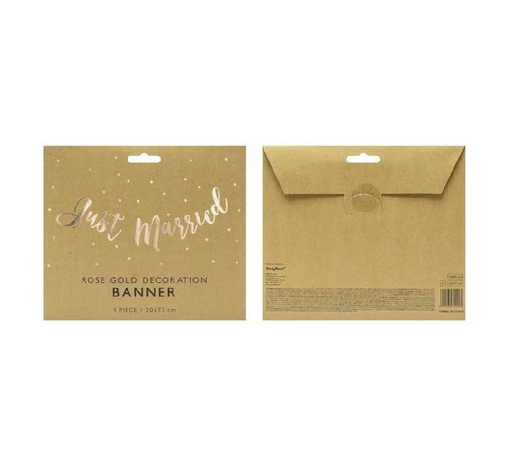 77cm JUST MARRIED ROSE GOLD BANNER