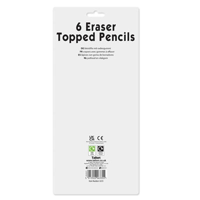 Tallon Artbox Fancy Eraser Topped Pencils - Animal Designs - Pack of 6 Assorted