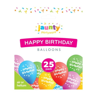 Jaunty Happy Birthday Balloons 25pk