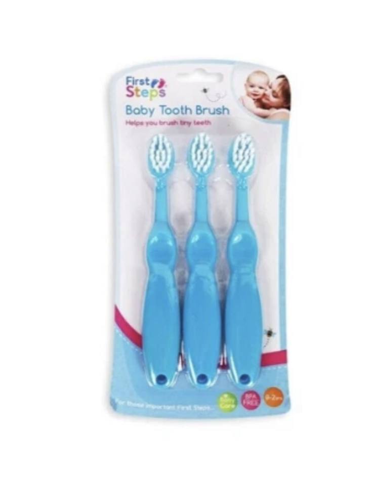 Lot de 3 brosses à dents pour bébé, 2 couleurs assorties