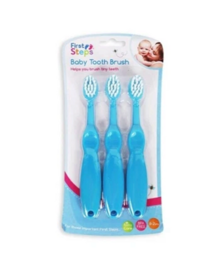 Lot de 3 brosses à dents pour bébé, 2 couleurs assorties