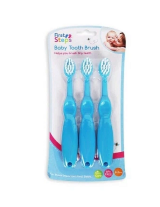 Lot de 3 brosses à dents pour bébé, 2 couleurs assorties