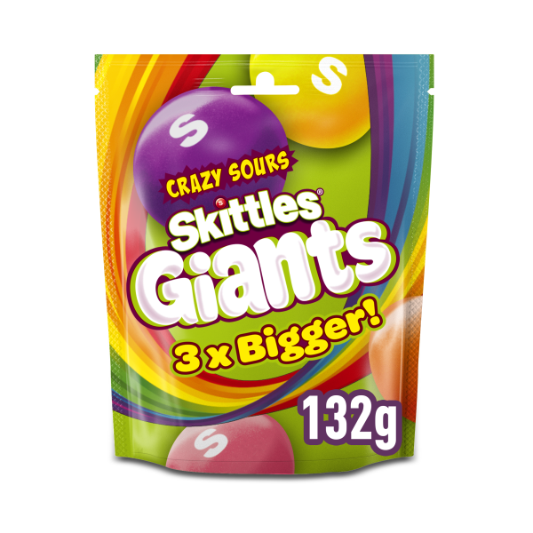 Skittles Giants Bonbons Tendres Acidulés Saveur Fruits Sachet 132g