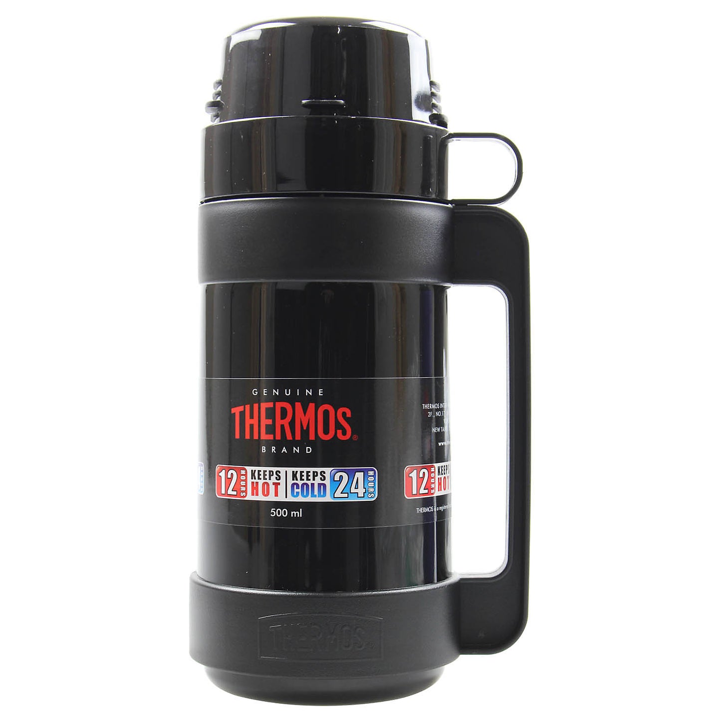 Bouteille isotherme de voyage Thermos Mondial en verre, 500 ml, noir, pour boissons chaudes et froides