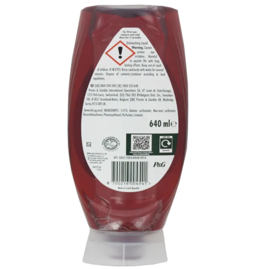 Fairy MaxPower Washing Up Liquid Pomegranate 640 ML