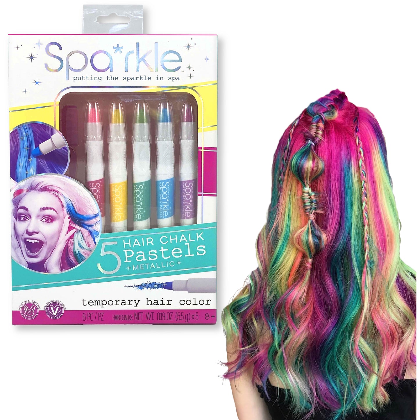 Sparkle 5 pack Hair Chalk markers - Multicolor