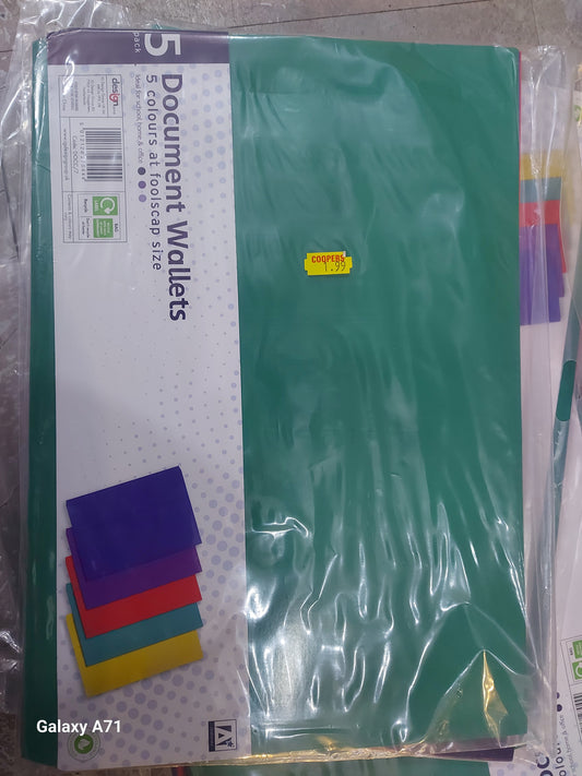 Documents wallets 5pk Assorted colors