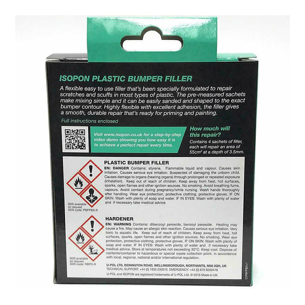 Mastic de remplissage pour pare-chocs en plastique Isopon PBF/PBX