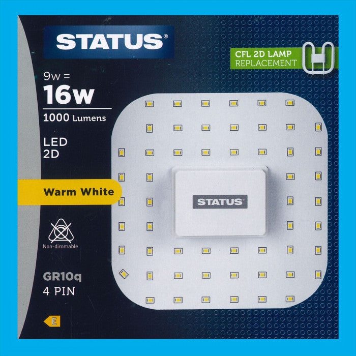 Ampoule LED 2D 9W blanc chaud 4 broches GR10q