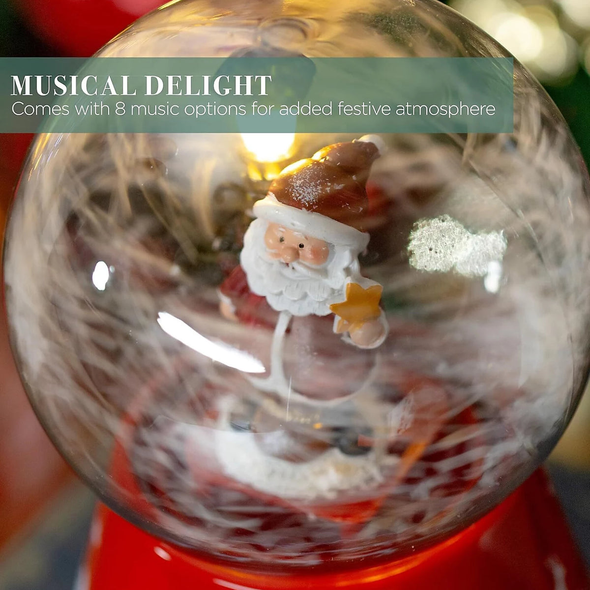 Christmas Snow Globe Santa Musical LED Light Battery Operated Xmas Ornament