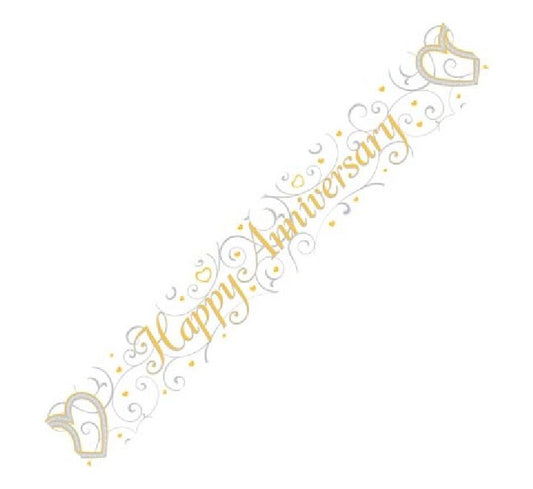 9FT HAPPY ANNIVERSARY HEARTS BANNER