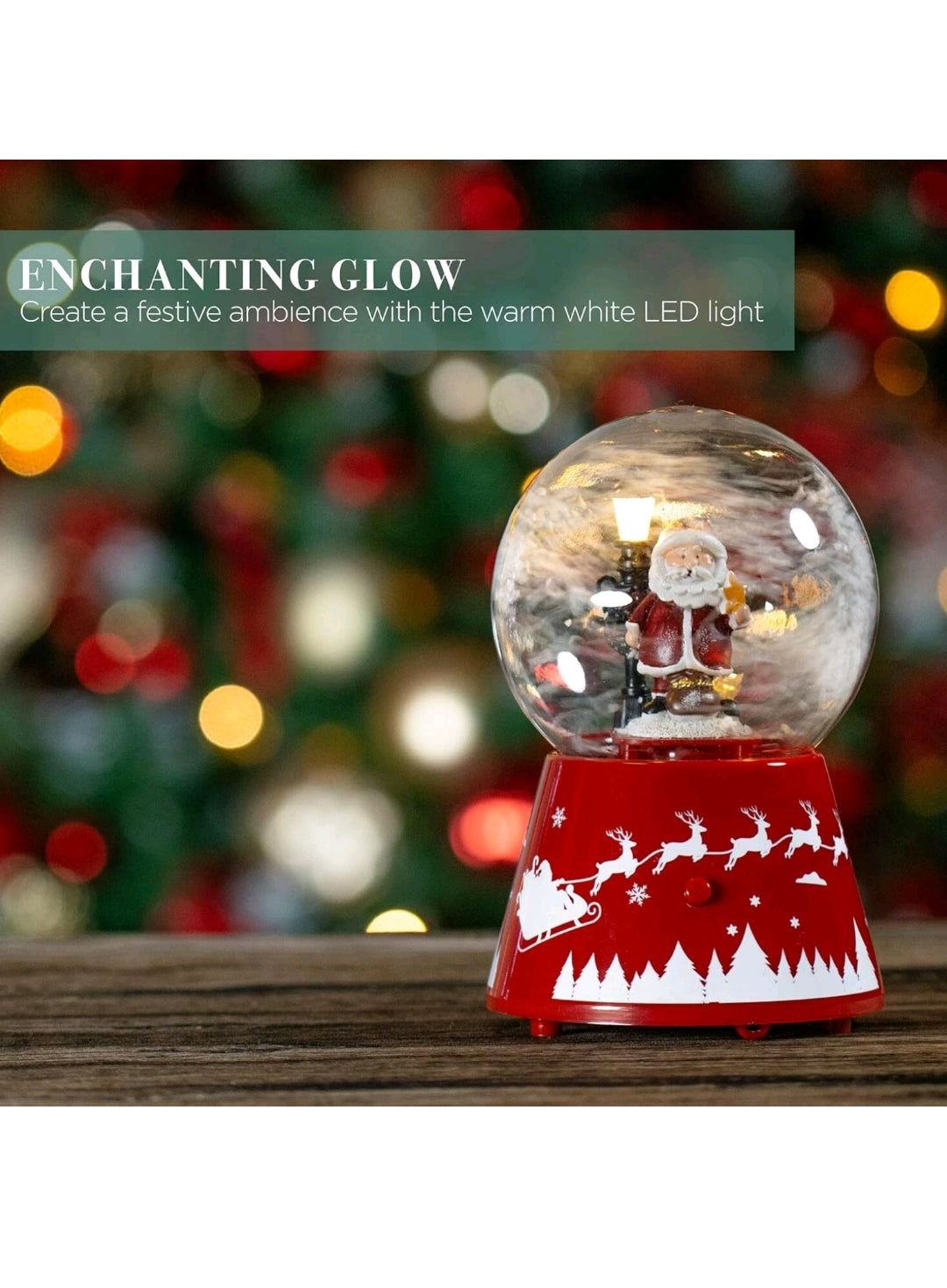 Christmas Snow Globe Santa Musical LED Light Battery Operated Xmas Ornament