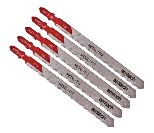 Amtech Lot de 5 lames de scie sauteuse en métal 2,5-6 mm