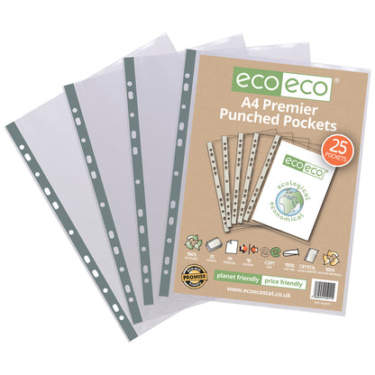 Eco A4 100% Recycled Bag 25 Premier Multi Punched Pockets