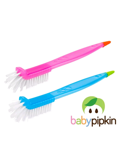 Long Handle Bottle Brush Nylon Bristles 2-in-1 Curve Head Washing Up Baby Bottle